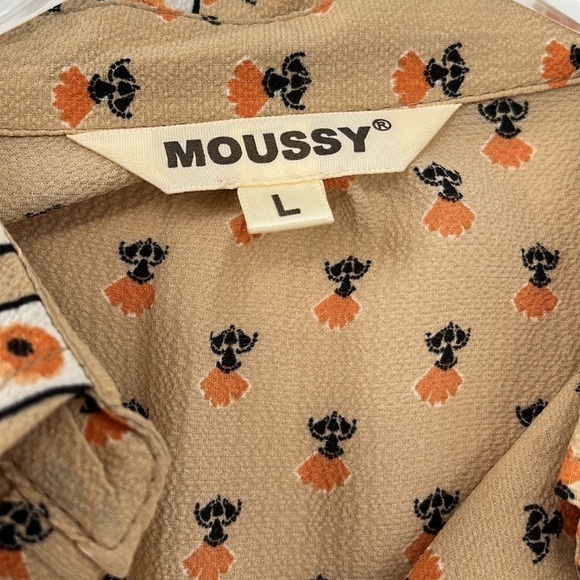 MOUSSY Tunic Blouse paisley Neutral Tan Print Top Large - Picture 5 of 7